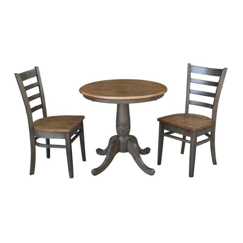Bernuth 2 - Person Solid Wood Dining Set, 29.1" H x 30" L x 30" W, Hickory/Washed Coal