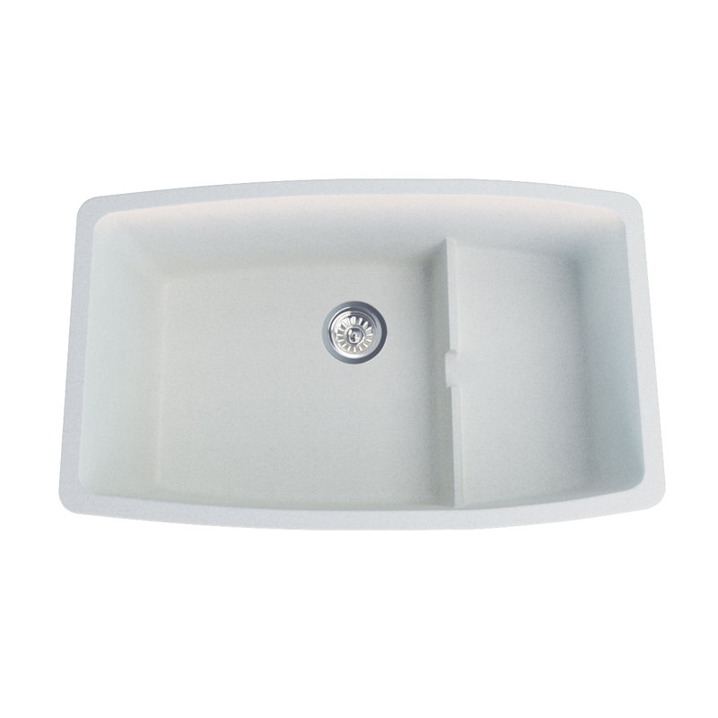 Hydrelia 30 In. Granite Double Bowl Kitchen Sink In White, White