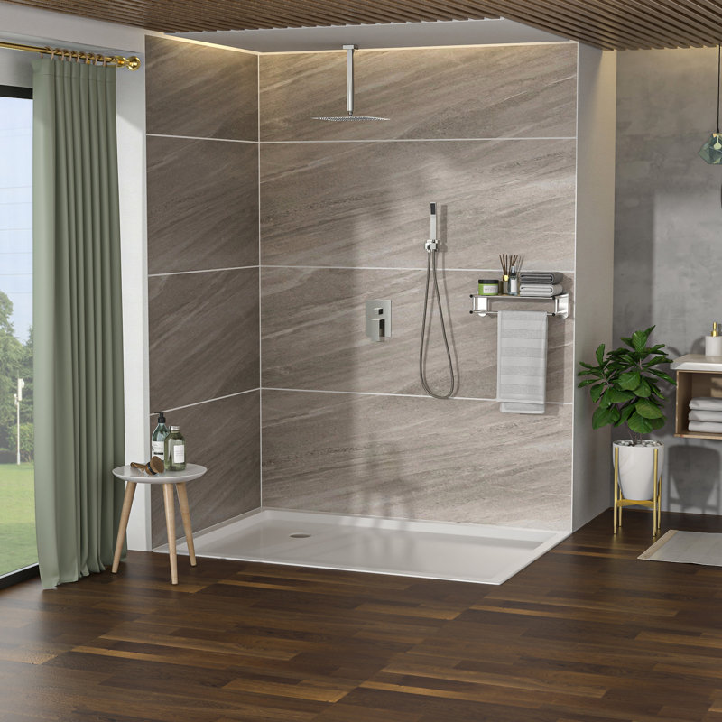 Système de douche à fixation au plafond 10 pouces - Nickel brossé à double tête carrée avec fonction et option de débit d'eau réglable