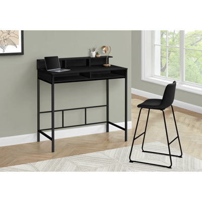Bureau d'ordinateur, bureau personnel, debout, tablettes de rangement, L 48 po, travail, ordinateur portable, stratifié, métal, contemporain, moderne