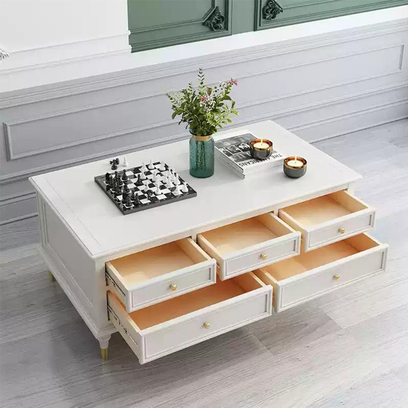 Table basse imperméable éco-peinte, H 20,47 po x L 47,24 po x l 27,55 po, Blanc / Blanc
