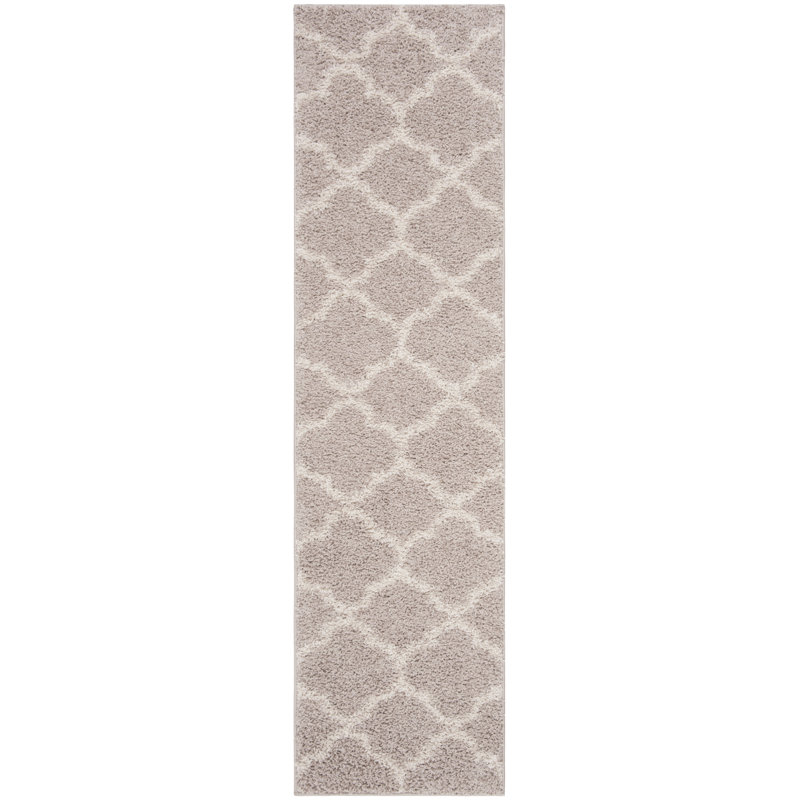 Tapis géométrique gris clair Helsel, Tapis de couloir 2 pi x 8 pi