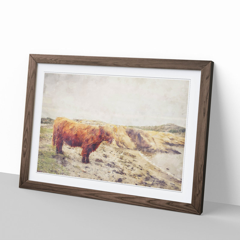 Highland Bull Cow Vol.3 - Framed Print, 27cm H x 36cm W x 2cm D, Walnut Framed