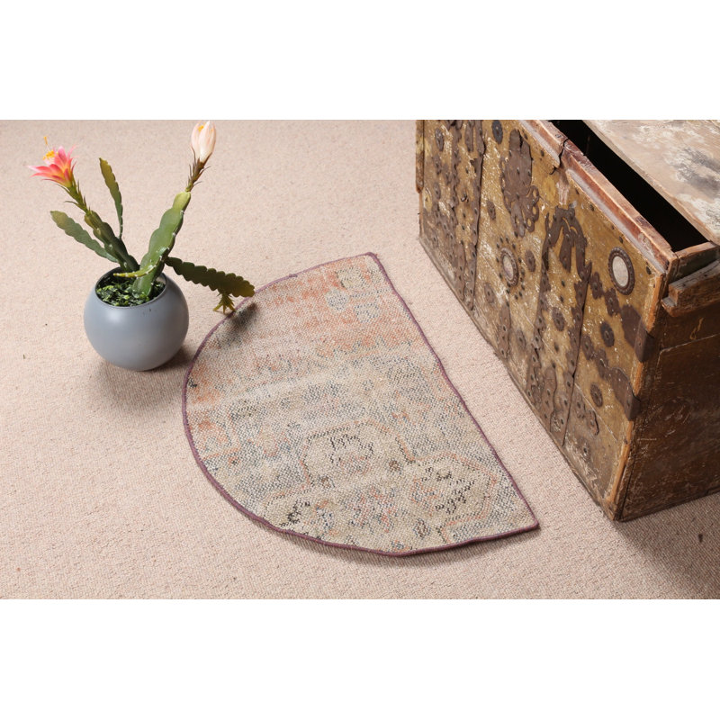 Vintage Turkish Rug Ideal for Entryway or Door Mat in Rich Red Hue