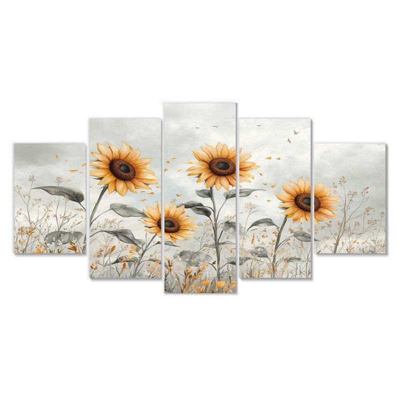Dolphis - tournesols, art mural - art mural toile, diamant