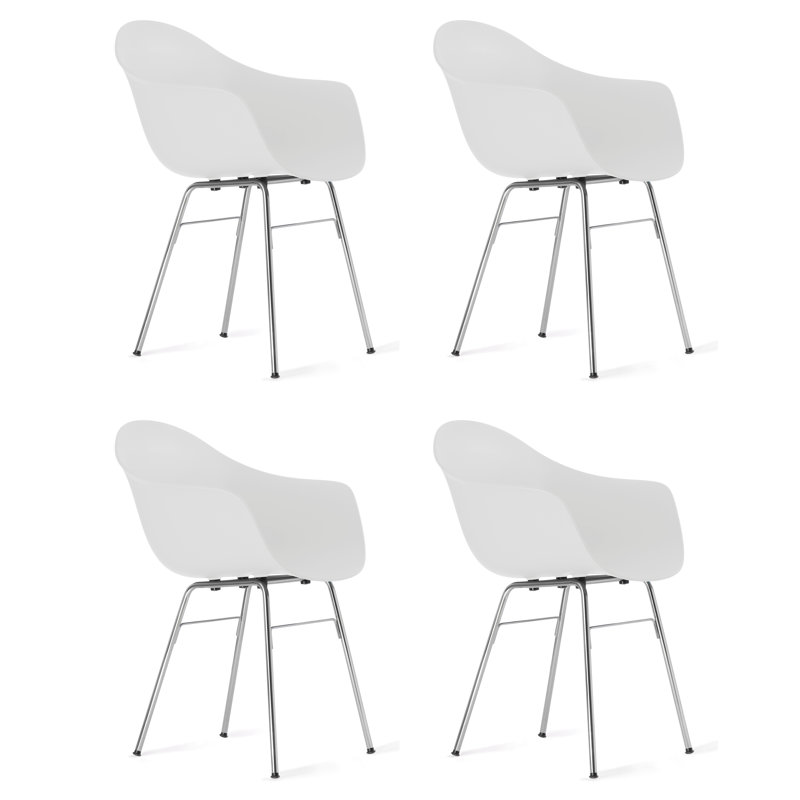 Fauteuil TA (ensemble de 4), Blanc / Chrome
