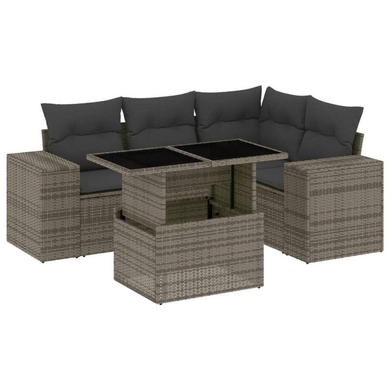 Vidaxl Garden Sofa Set Grey, Dark Grey