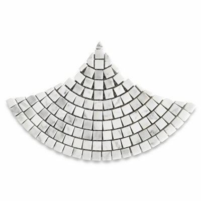 7 in. x 13 in. Fish Scale Polished Marble Tile