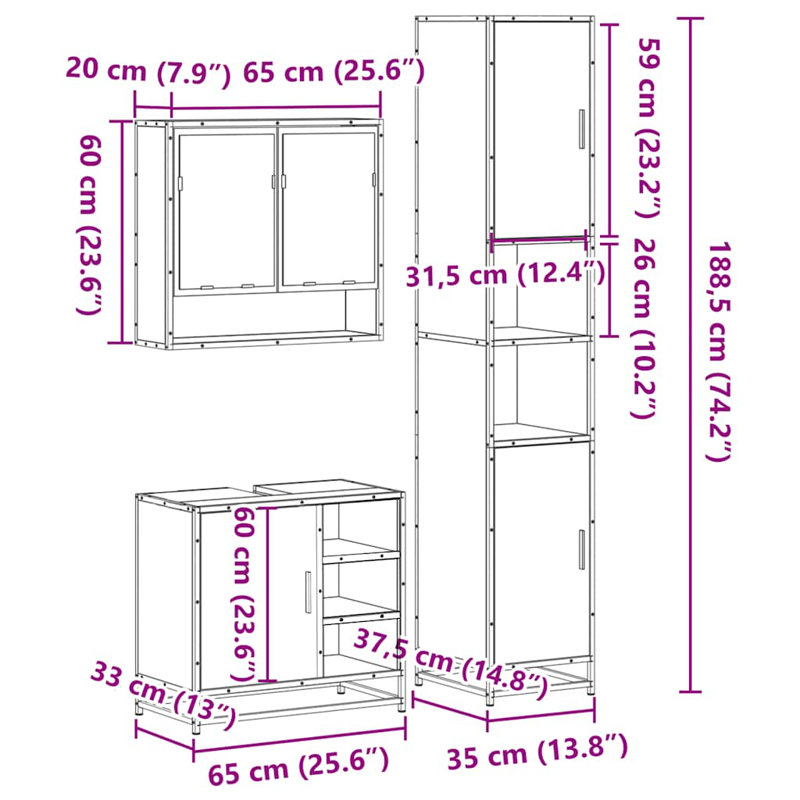 Bathroom Furniture Suite, Black