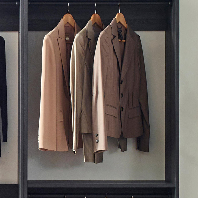 Wood Walk-in Closet System, Gray, 77.7"H x 143"W x 17.3"D