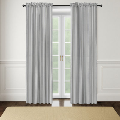 Sutton Stripe Cotton Rod Pocket Drapery Panel Set of 2 - 50x84