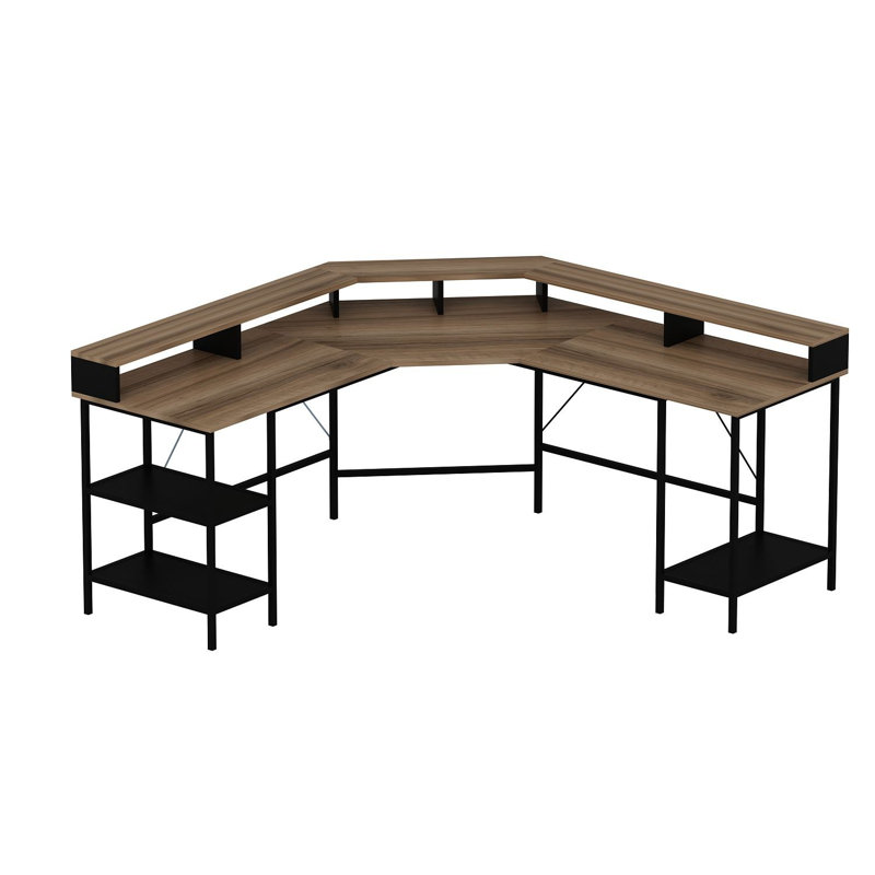 Bureau d'étude moderne et industriel, couleur dorée, 70,9 po x 35,4 po x 23,6 po | 100% panneau de particules enduit de mélamine, épaisseur: 0,7 pouce | Bureau élégant et durable pour le bureau à domicile, conception élégante pour la productivité