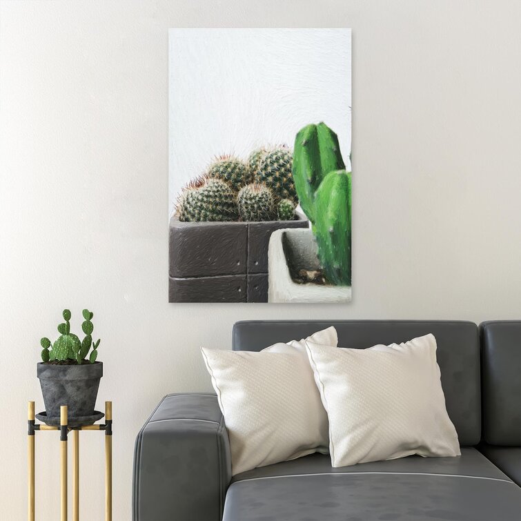 MentionedYou Green Cactus Plant On White Ceramic Pot 1 On Canvas ...