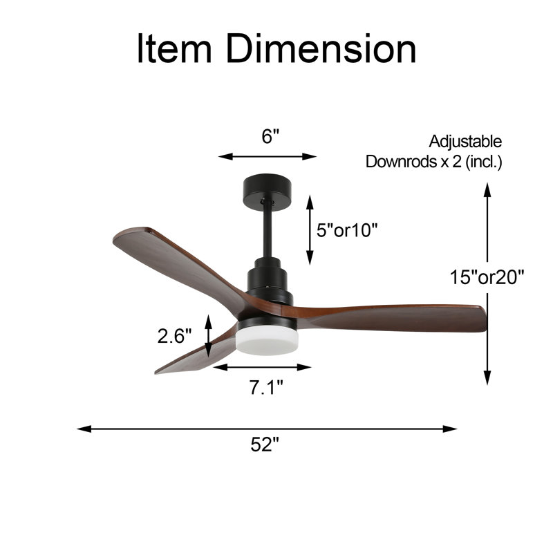 52'' Six Speeds LED Ceiling Fan With Remote