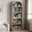 Bookcase 5 Shelf Arched Bookshelf 71.65in Tall Bookcase Farmhouse Display Storage Rack Wooden Bookshelves for Home Office, Living Room-2020206657
