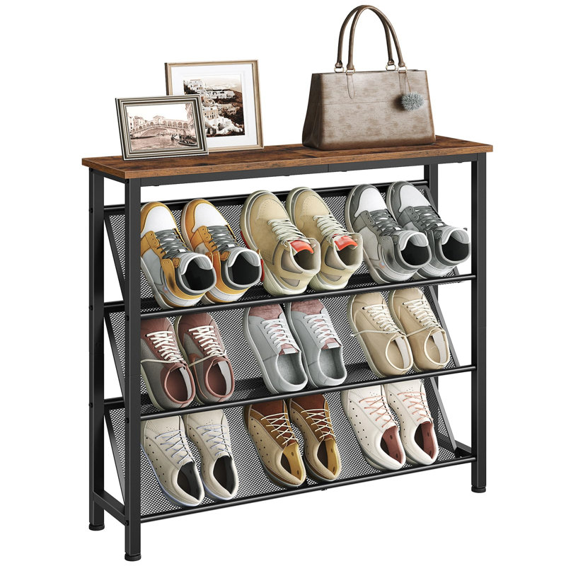 Borough Wharf Narrow Shoe Rack, 4-Tier Slanted Shoe Storage Shelf ...