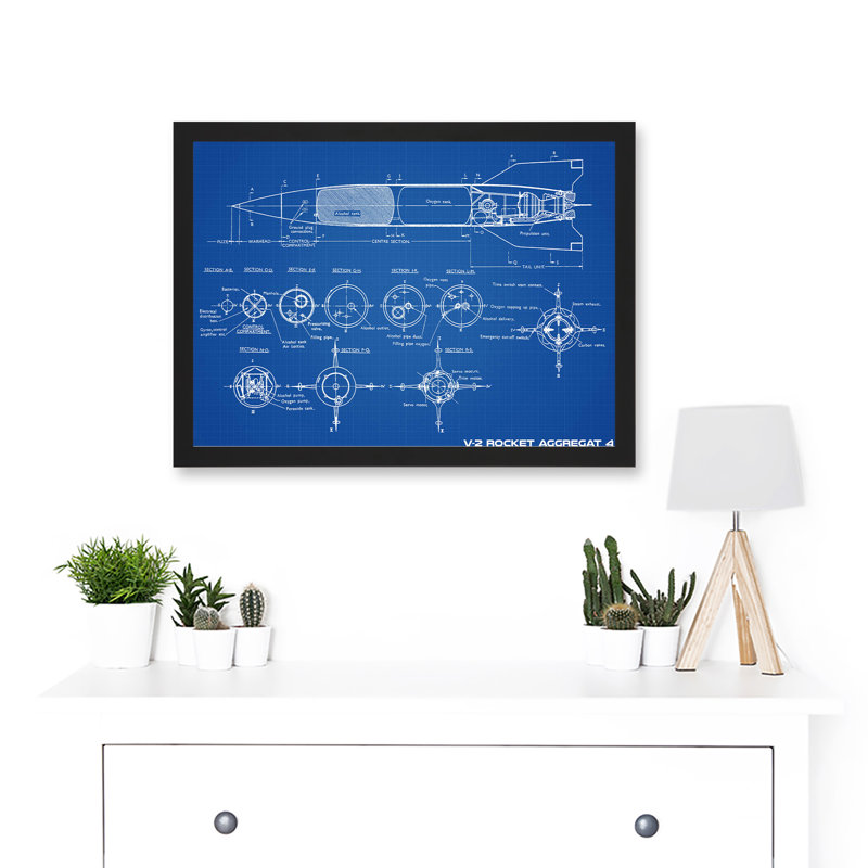 Military V-2 Rocket - Single Picture Frame Print, 33cm H x 45.5cm W