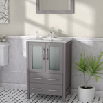 Brescia 24" Single Sink Freestanding Bathroom Vanity with Ceramic Top and Matching Mirror