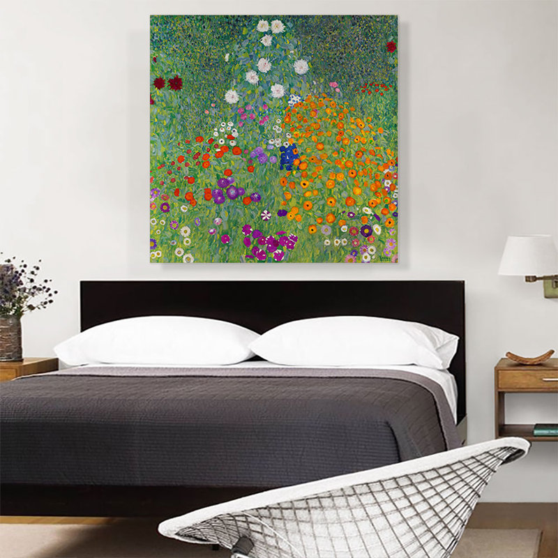 «Flower Garden 1907» par Gustav Klimt - reproduction d'art sur toile tendue, H 36 po x l 36 po x 1,5 po
