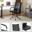 Chaise de bureau de luxe en similicuir noir avec accoudoirs rembourrés de 23,2 po Abba-1899698870