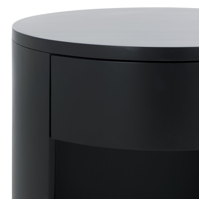 Daiya Round 1 Draw Wood Nightstand, Black