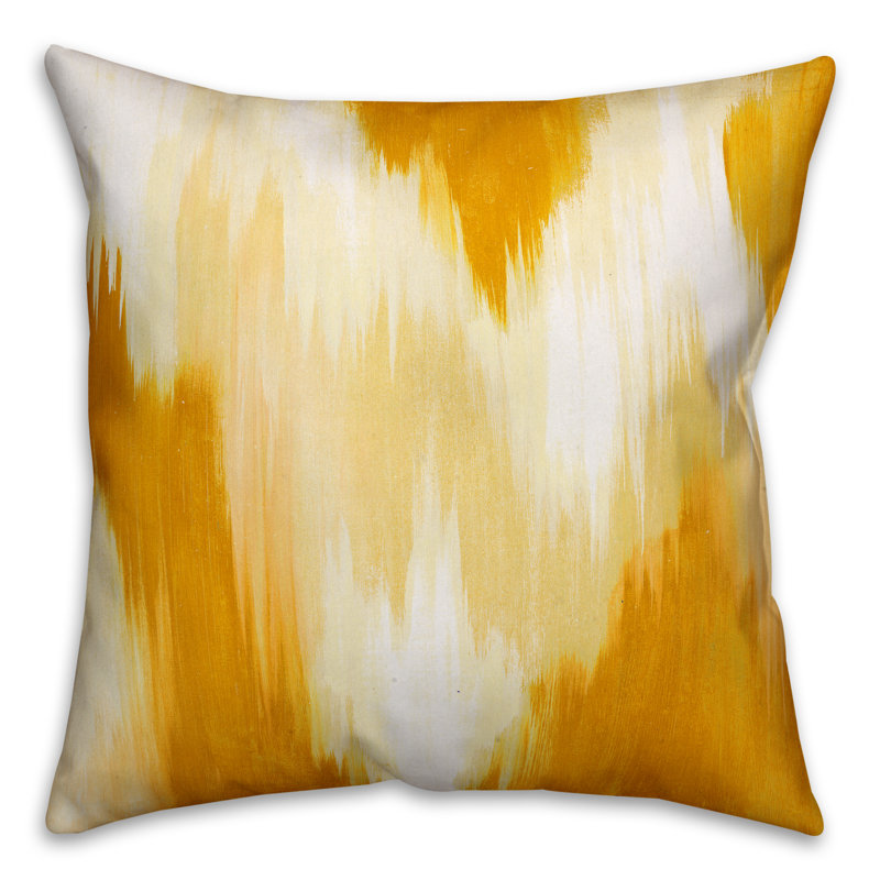 Ikat Reversible Throw Pillow, 20" x 20", Yellow, Polyester