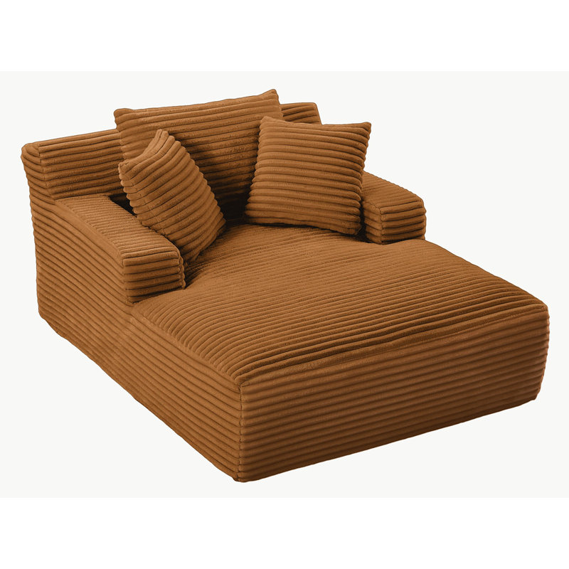 Chaise longue rembourrée en velours côtelé, Velours côtelé orange
