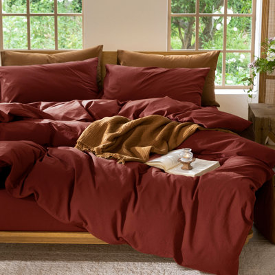 Ensemble de housse de couette 100% coton délavé MooMee