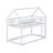 Twin over Twin Rubber Wood Bunk Bed with Ladder & Guardrails – White House-Shaped Low Floor Kids Bunk Bed-121600454