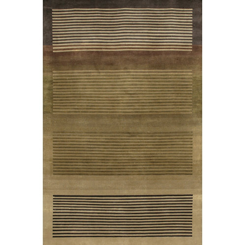 Chandra Aadi Wool Striped Area Rug in Brown | Perigold