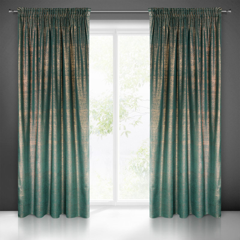 Cima Slot Top Blackout Curtain, Dark Turquoise