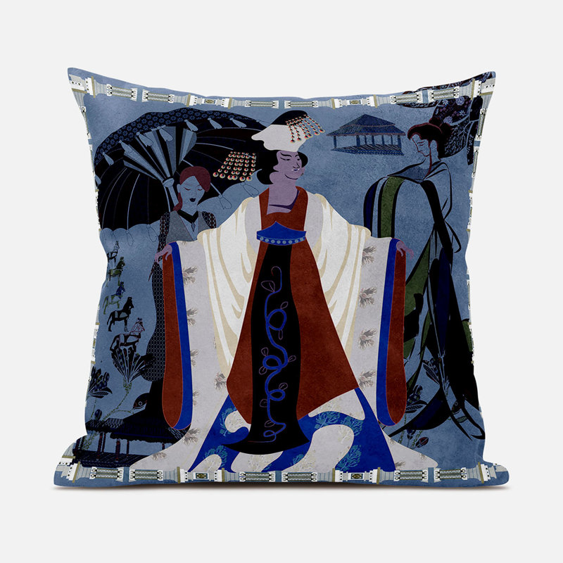 Housse et insert de coussin décoratif en polyester, 20 po x 20 po, Bleu et noir