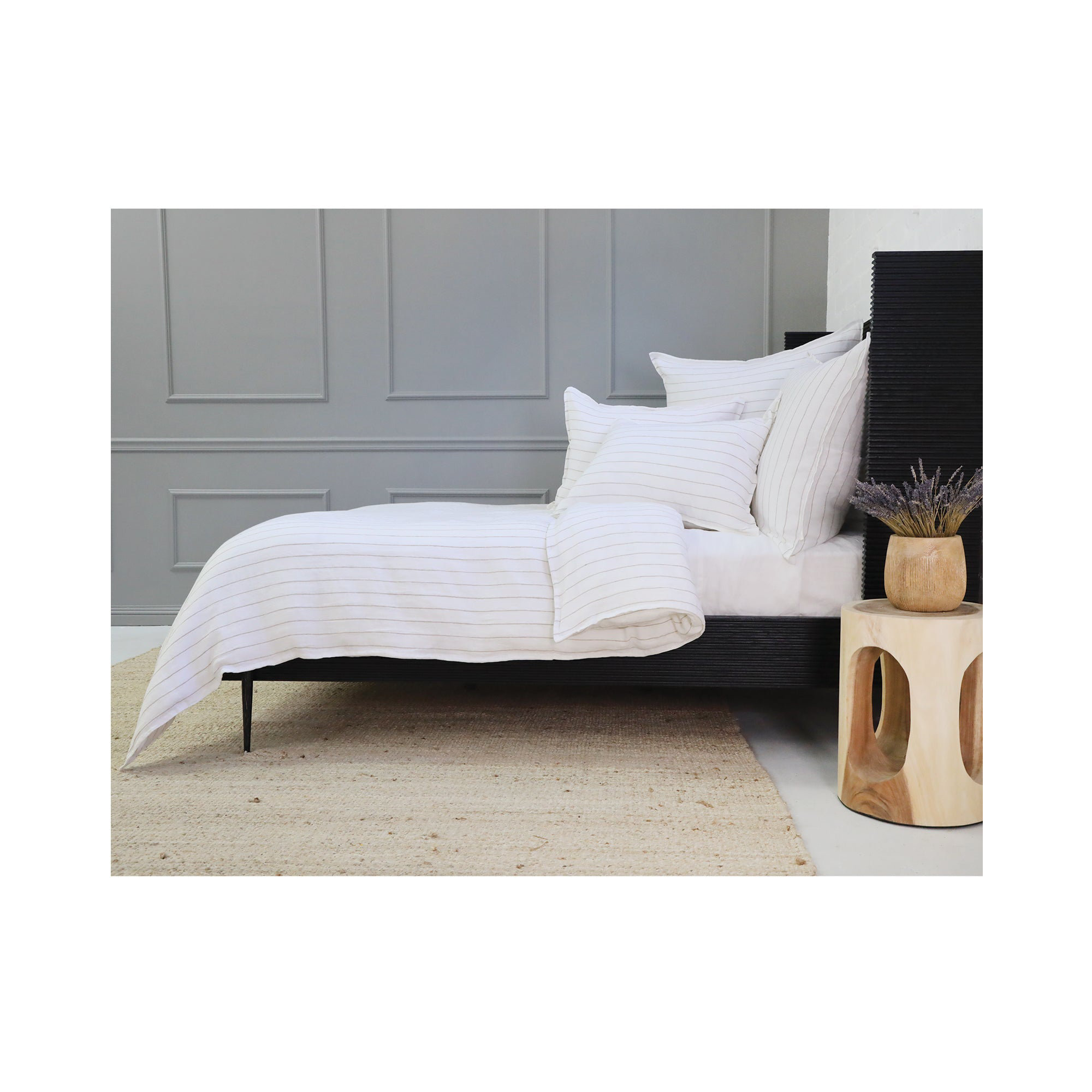 Blake Linen Shams, White/Natural, King