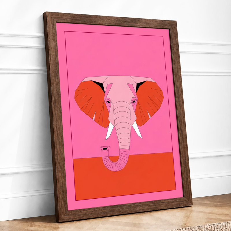 Elephant Geometric - Framed Print, Walnut, A3 - 42.0 x 29.7 cm