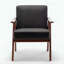 Fauteuil à oreilles Mid-Century - Cuir PU - Structure en bois d'hévéa