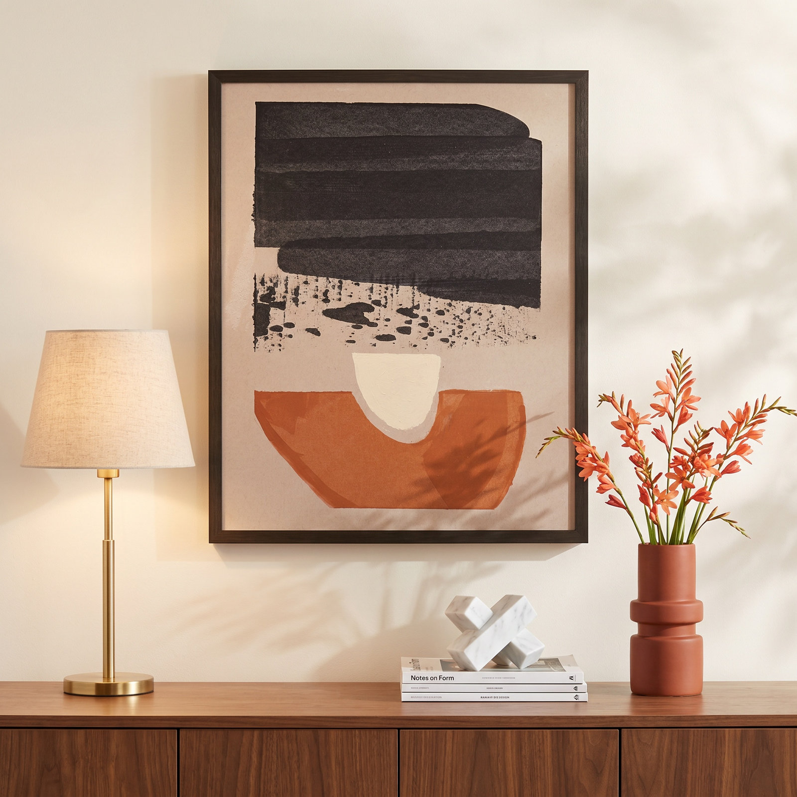 Madeline "Orange is New Black 3" Painting, 30" H x 24" W x 1.25" D, Black Framed