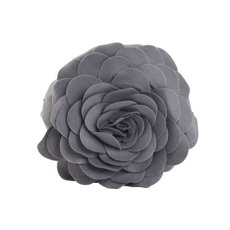 Slate Round Flower Design 16" Polyester Throw Pillow
