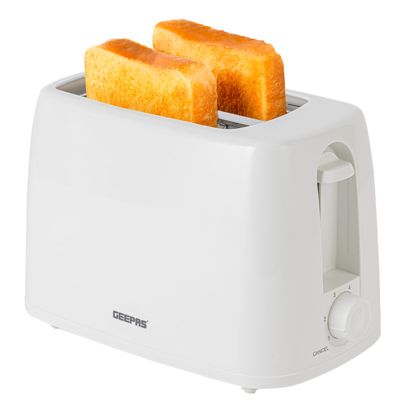GEEPAS 2 Slice Toaster | 6 Browning Levels with Cancel Function | For Thin Small Bread Slice, Removable Crumb Tray Cool Touch Housing High Lift | Space-Saving Design | 1 Yr Warranty 650W