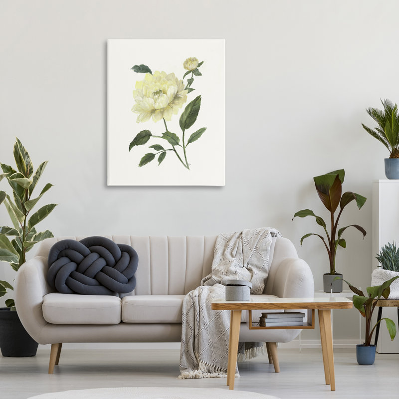 Toile crème pivoine de jardin avec bourgeons, design par Nan, H 40 po x l 30 po