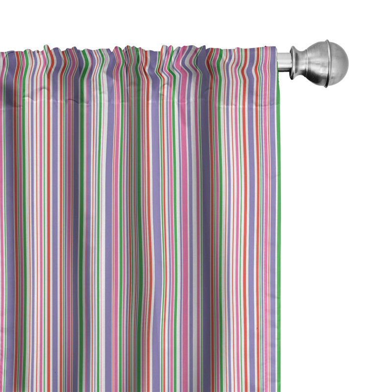 Pinstripe Striped Semi-Sheer Rod Pocket Curtain Panel, 28" x 84"
