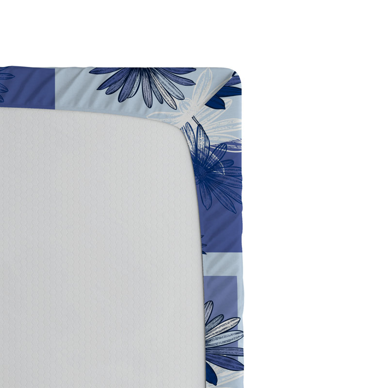 Drap-housse Ambesonne, Bleu ciel, bleu, blanc / floral, Drap-housse de taille double