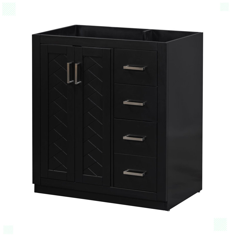 Meuble-lavabo de salle de bain 30 po sans lavabo Treyton, Noir