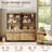 Aadam 2 PCS Modern 72" Tall Bookcases With Metal Base And Adjustable Shelves, Library Book Shelf With Storage Cabinet And Open Book Shelfs, Wood Bookshelves-1034886228-1014579173