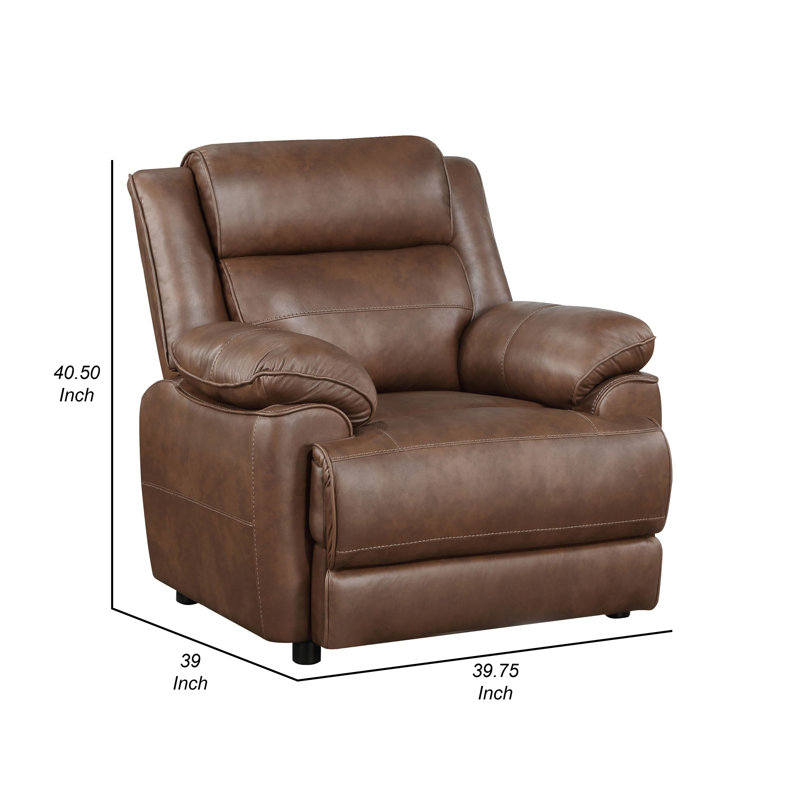 Chaise d'appoint Ellen, similicuir brun, coussins en mousse, accoudoirs coussinés