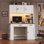 Bureau intelligent l 47,2 po x H 70,9 po avec huche, bureau d'ordinateur avec station de charge, lumières à DEL de 16 couleurs, porte-revues et tablettes réglables, table d'écriture pour bureau personnel