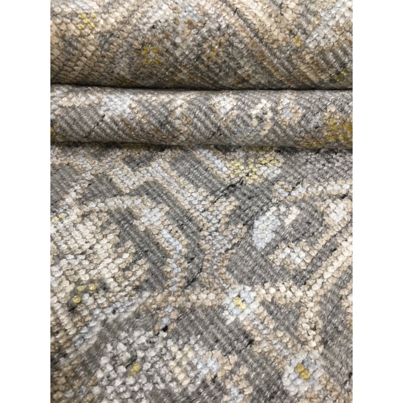 Tapis gris noué à la main, Rectangle de 2 pi x 3 pi