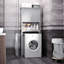 Unité de rangement moderne au-dessus de la toilette en gris, avec portes doubles, tablette réglable et armoire de rangement ouverte, option