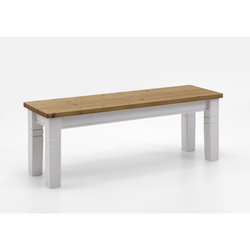Polebridge Solid Wood Bench, White/Leach-coloured
