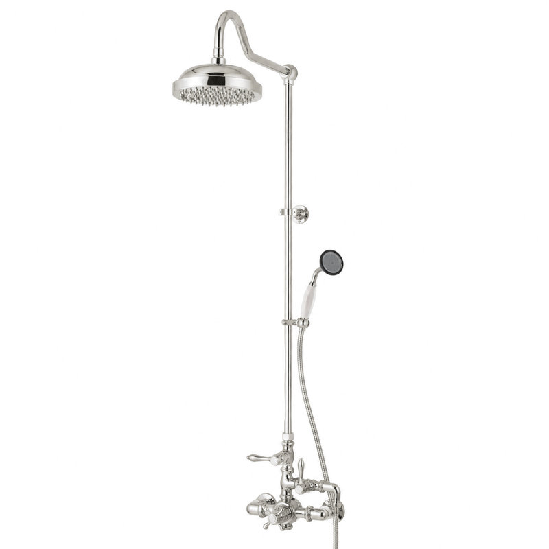 Douche thermostatique exposée et à main, Nickel poli