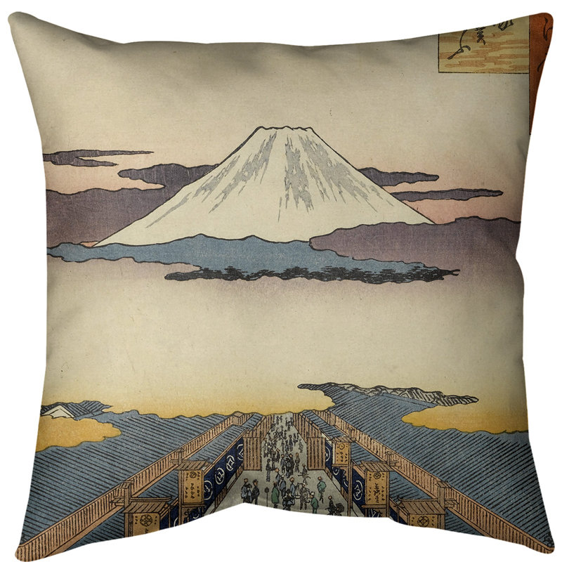 Housse de coussin euro suruga-cho, Bleu / Jaune, Polyester sergé